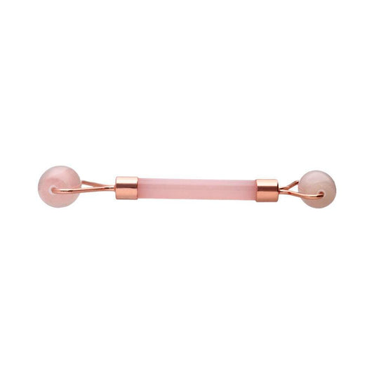 Massaggiatore con doppio rullo in quarzo rosa