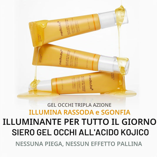 MEDICUBE – Kojic Acid Turmeric Vita Eye Gel Serum - Contorno occhi illuminante con Acido Kojico, Curcuma e Retinolo