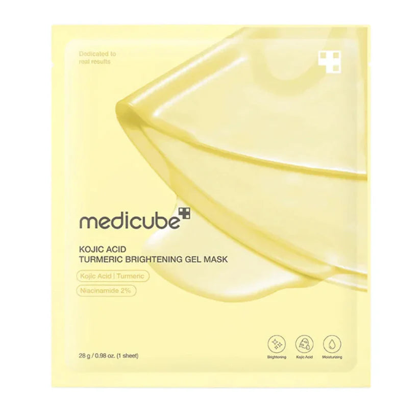 MEDICUBE Kojic Acid Turmeric Brightening Gel Mask – Maschera viso illuminante e schiarente 28 g