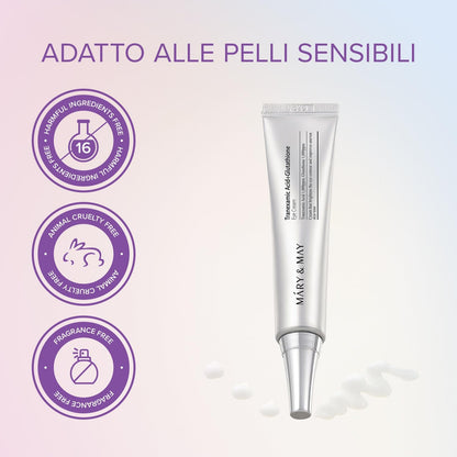 MARY & MAY – Glutathione Eye Cream Special Set – Contorno occhi illuminante al glutatione e acido tranexamico, 30 g + 12 g × 2