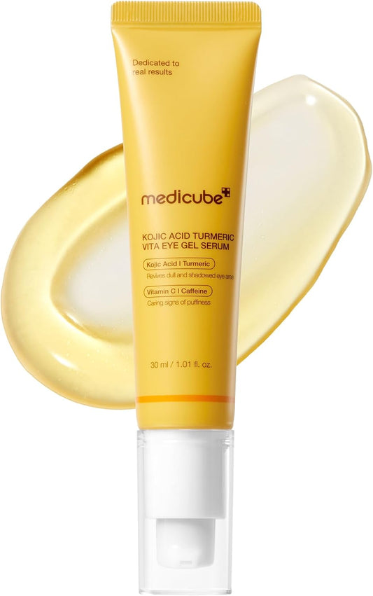 MEDICUBE – Kojic Acid Turmeric Vita Eye Gel Serum - Contorno occhi illuminante con Acido Kojico, Curcuma e Retinolo