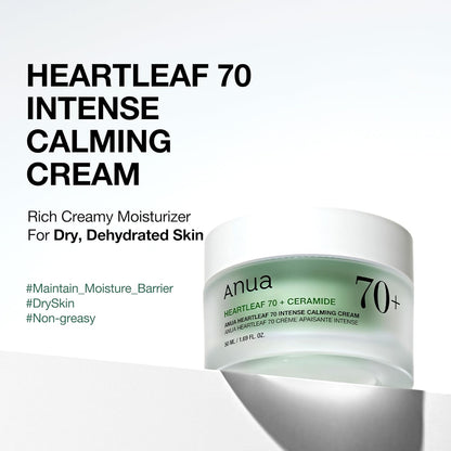 ANUA Heartleaf 70+ Ceramide Intense Calming Cream – Crema Lenitiva Intensiva con Ceramide 50 ml