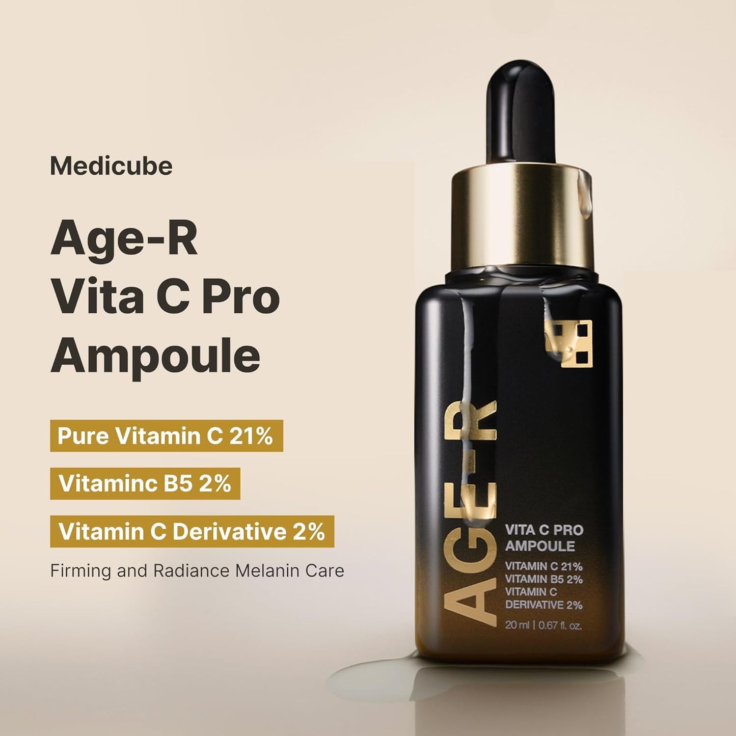 MEDICUBE – AGE-R Vita C Pro Ampoule Brightening Serum - Siero Illuminante con Vitamina C 20 ml