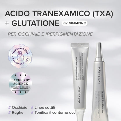MARY & MAY – Glutathione Eye Cream Special Set – Contorno occhi illuminante al glutatione e acido tranexamico, 30 g + 12 g × 2