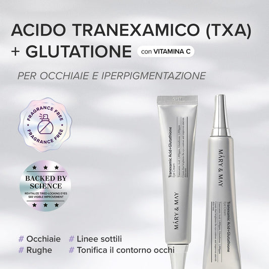MARY & MAY – Glutathione Eye Cream Special Set – Contorno occhi illuminante al glutatione e acido tranexamico, 30 g + 12 g × 2