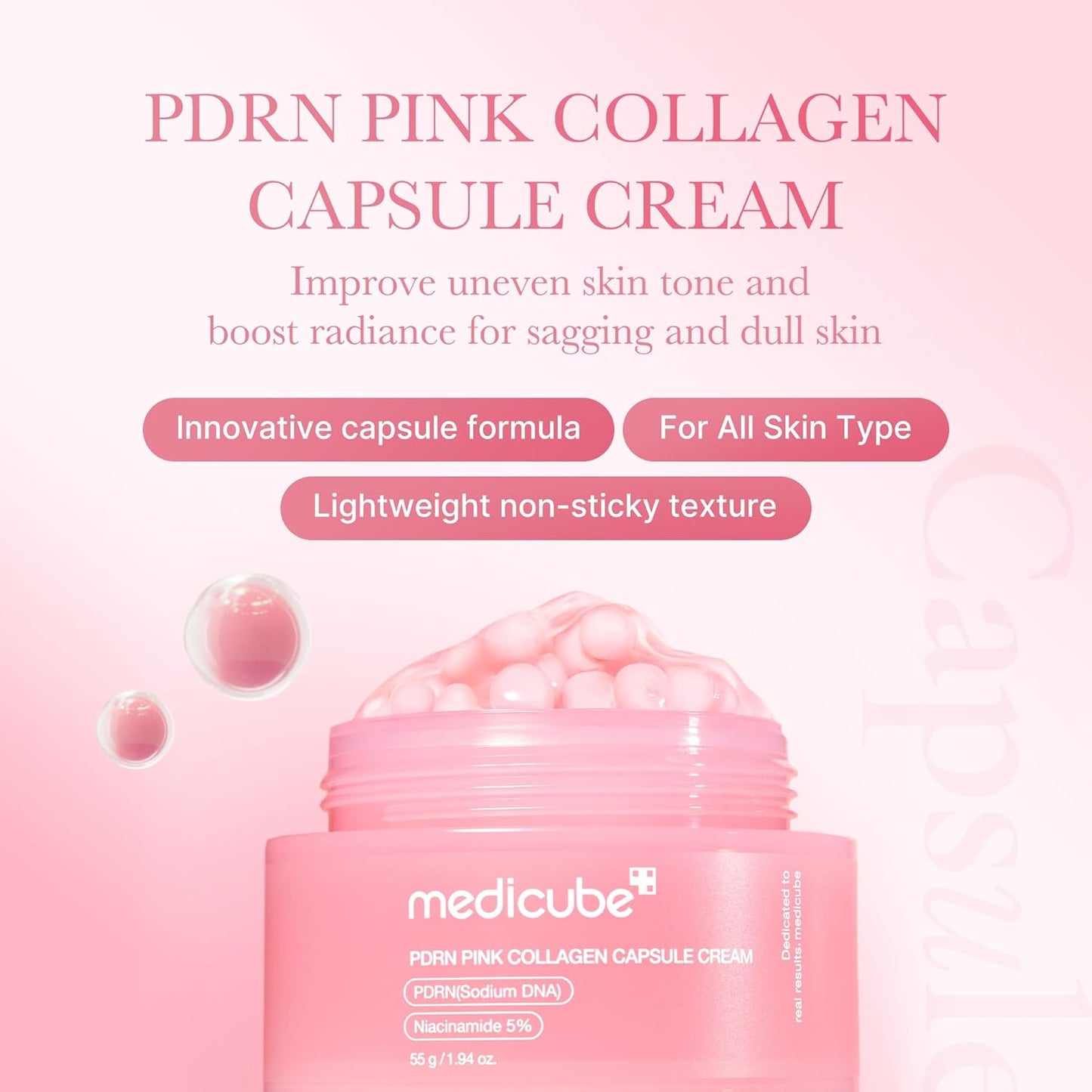 MEDICUBE PDRN Pink Collagen Capsule Cream – Crema viso effetto glow e compattezza