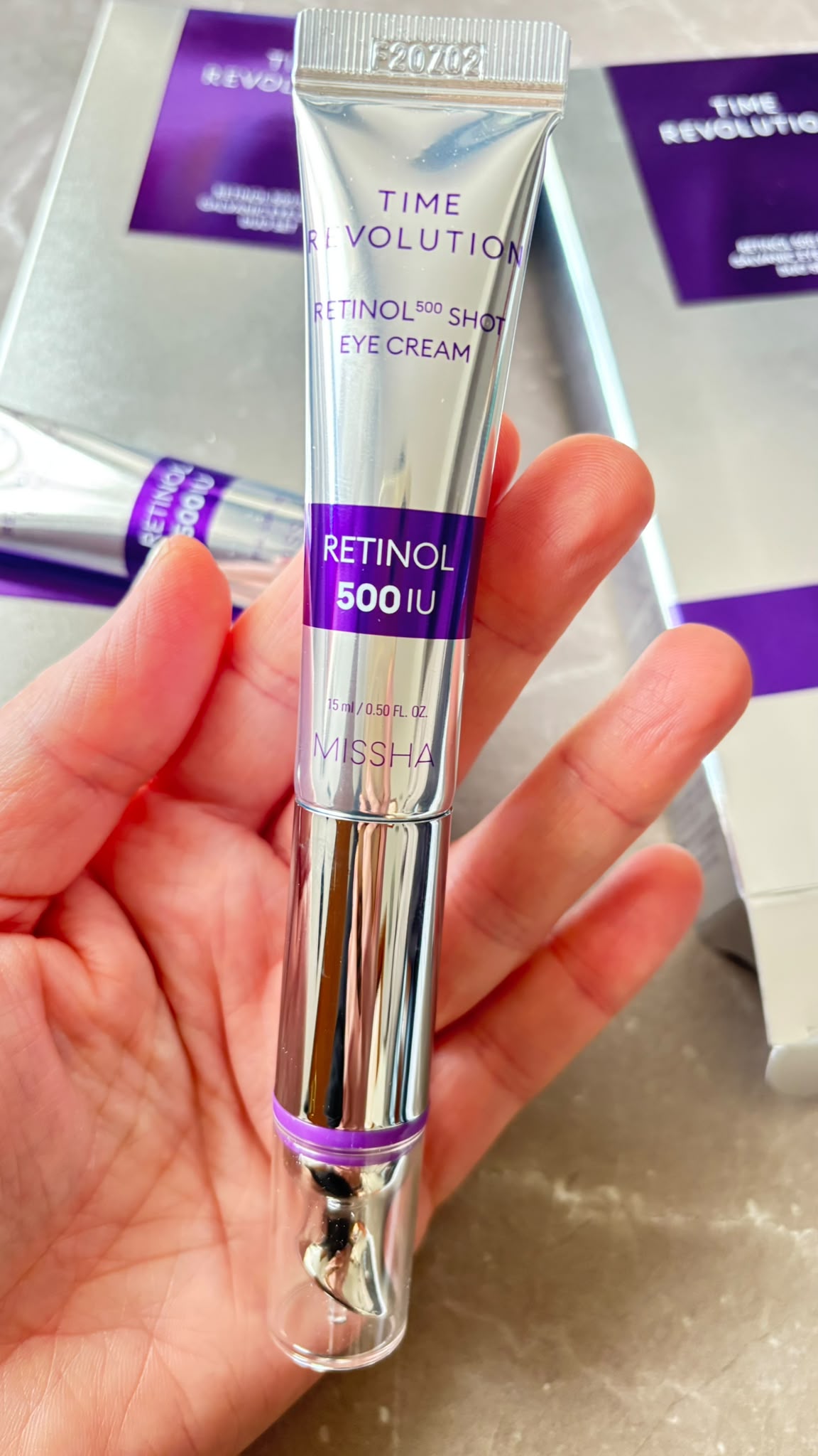 MISSHA – Time Revolution Retinol 500 Shot Galvanic Eye Duo Set – Contorno occhi al retinolo con applicatore massaggiante, 15 ml + refill 15 ml