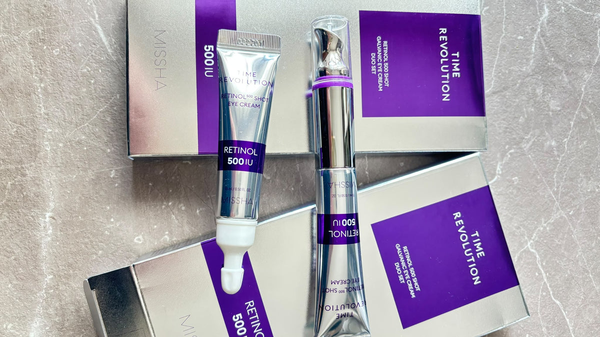 MISSHA – Time Revolution Retinol 500 Shot Galvanic Eye Duo Set – Contorno occhi al retinolo con applicatore massaggiante, 15 ml + refill 15 ml