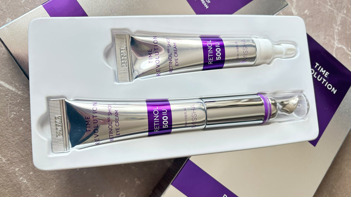 MISSHA – Time Revolution Retinol 500 Shot Galvanic Eye Duo Set – Contorno occhi al retinolo con applicatore massaggiante, 15 ml + refill 15 ml